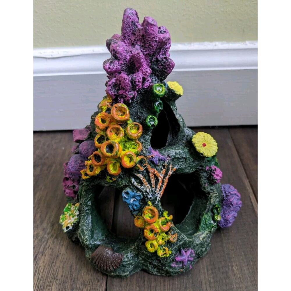 Beautiful Aquarium Cave Hideaway Fish Tank Decor Colorful 6" New